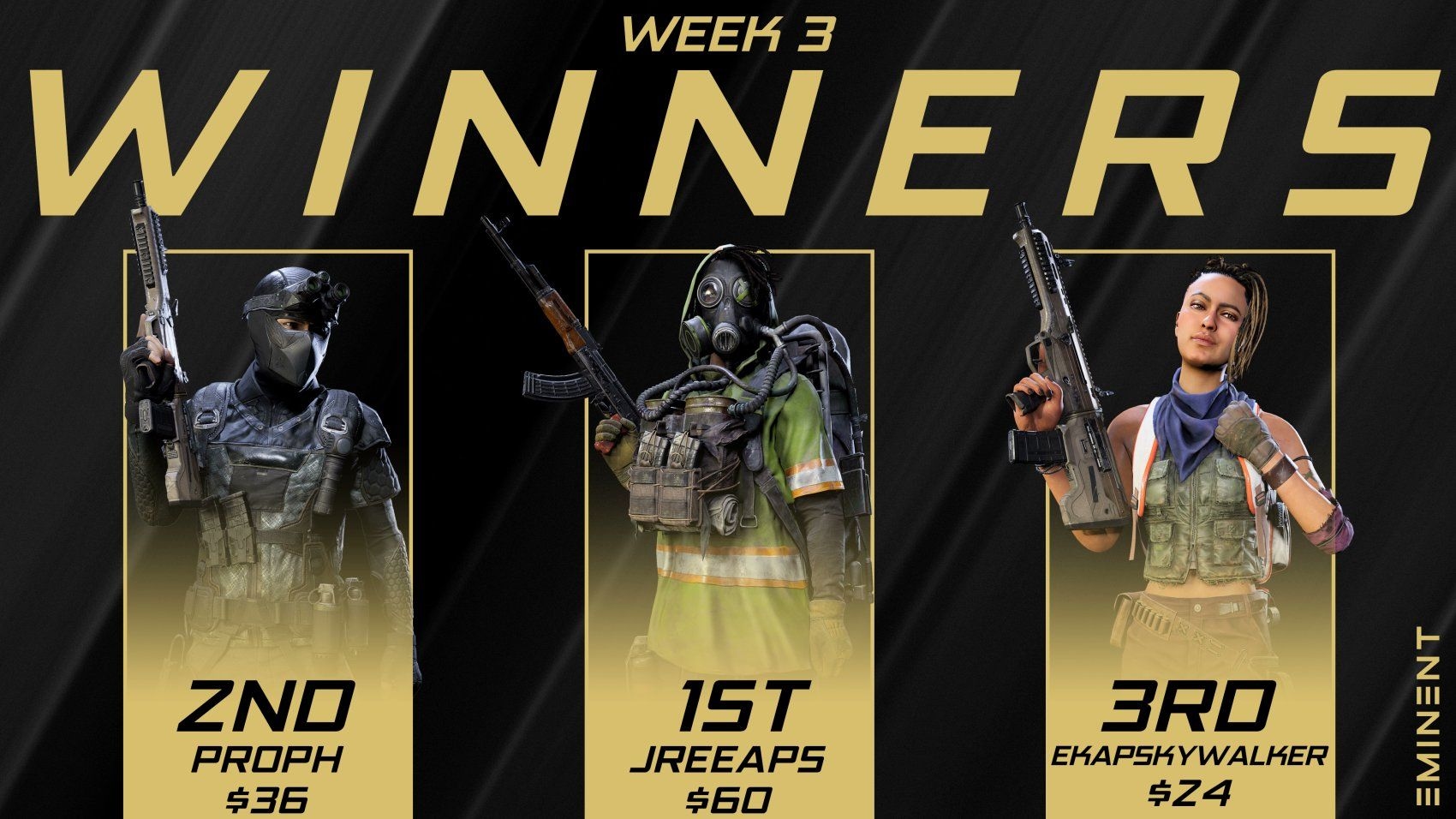 XDefiant weekly 8$ week 3 winners.